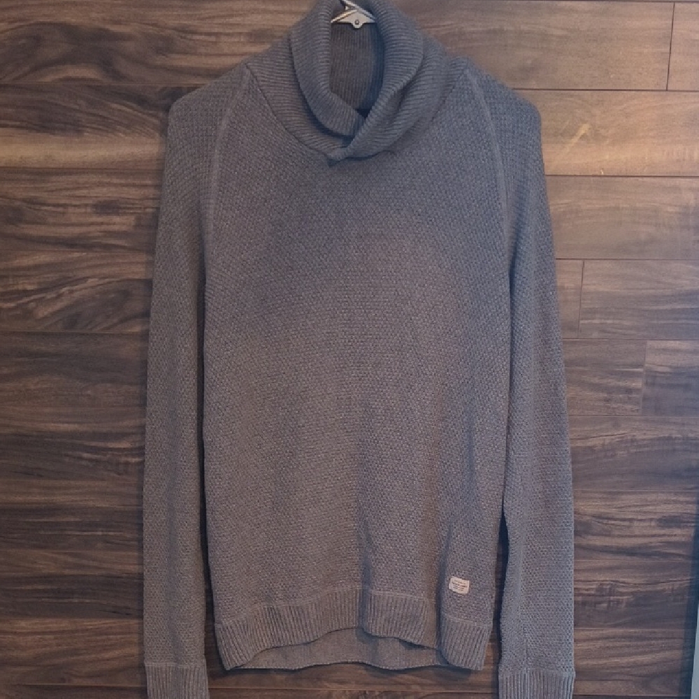 Jack & Jones " Jortony " 100% Cotton Shawl Neck Sweater - Men's Small - Grey